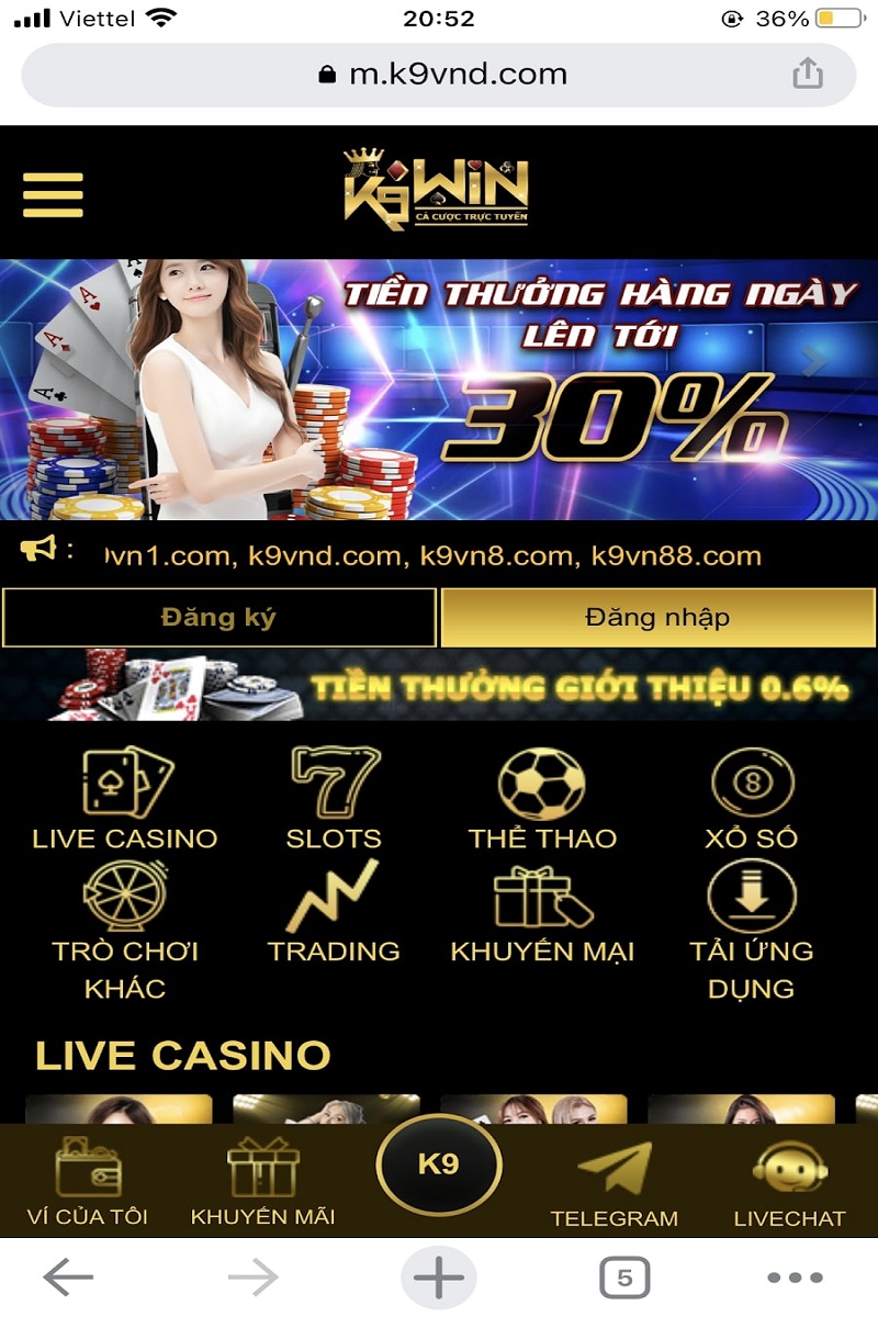 Truy cập casino bằng điện thoại ấn vào ô Đăng ký trên màn hình