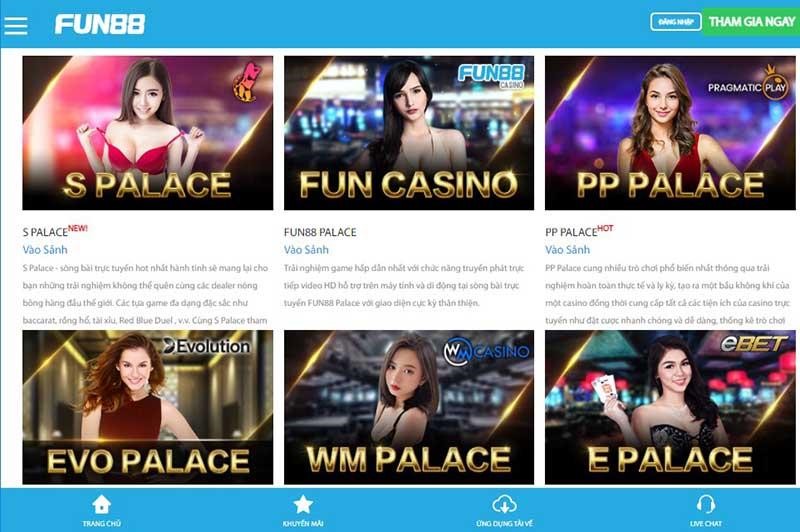 Fun88 là nhà cái hàng đầu trong mảng live casino