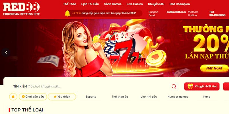 Sòng bạc trực tuyến red88 là casino uy tín &amp; chất lượng